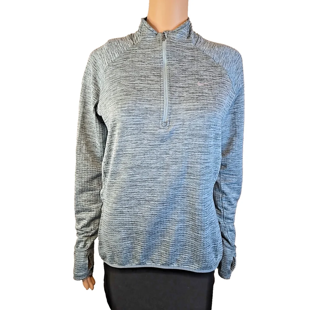 Nike Womens Blue Heathered Dri-Fit Quarter Zip Running Top Size Medium